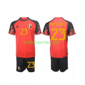 Camiseta Bélgica Michy Batshuayi 23 Niño Primera Equipación Copa Mundo 2022